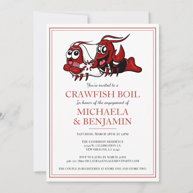 Crawfish Boil Simple Newlyly Engagement Party Einladung (Vorderseite)