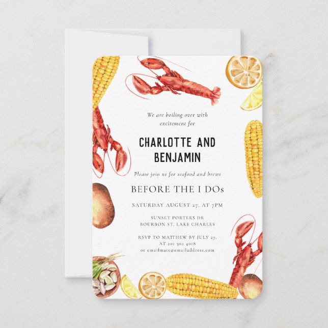 Crawfish Boil Summer Cookies Engagement Party Einladung (Vorderseite)