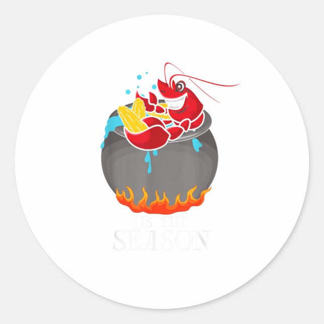 Crawfish Boil Tis The Season Crawdaddy Crayfish Fu Runder Aufkleber (Vorderseite)