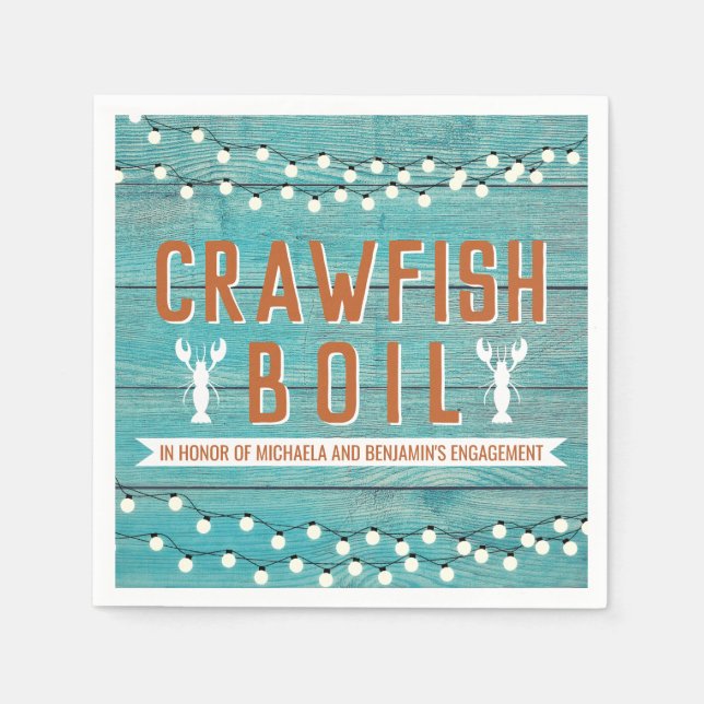 Crawfish Booking Special Event Blue Engagement Par Serviette (Vorderseite)