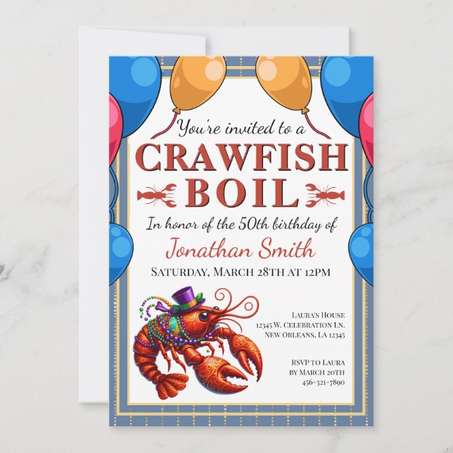 Crawfish Booking Special Event Geburtstag Einladung (Vorderseite)