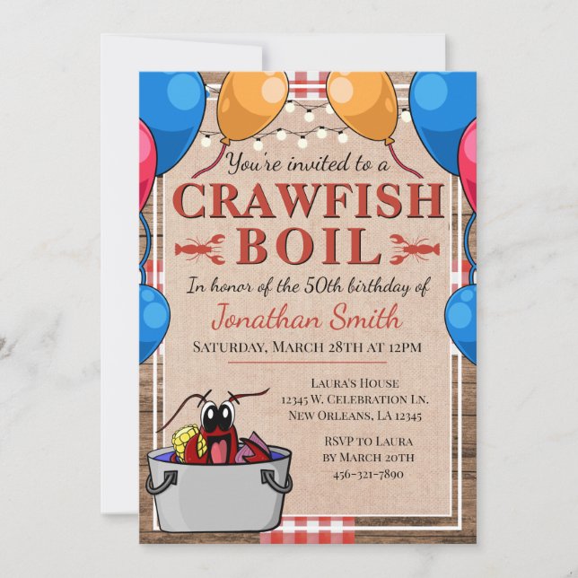 Crawfish Booking Special Event Geburtstag Einladung (Vorderseite)