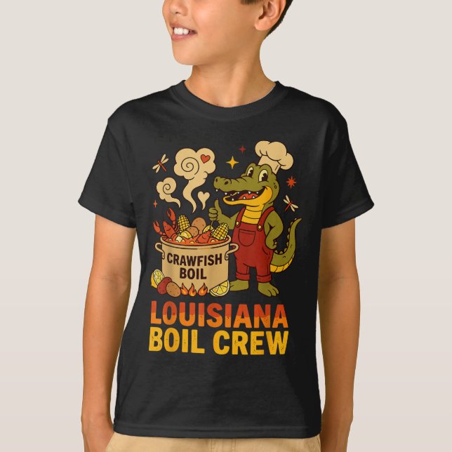 Crawfish Cajun Louisiana Boil Alligator Bayou Retr T-Shirt (Vorderseite)