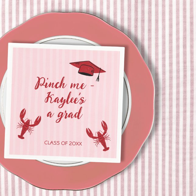 Crawfish Class of 2025 Pink Graduation Party Serviette (Crawfish Class Of 2025 Pink Graduation Party Napkins)