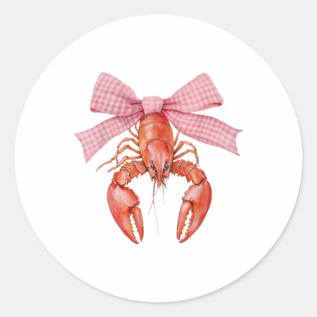 Crawfish Coquette Bow Crawfish Boil Lobster Cajun Runder Aufkleber (Vorderseite)