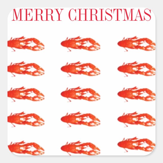 Crawfish Frohe Weihnachten Quadratischer Aufkleber (Vorderseite)