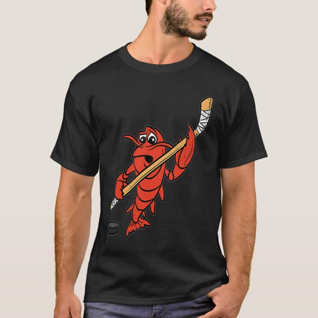 Crawfish Hockey Player Mardi Gras Sport Carnival P T-Shirt (Vorderseite)