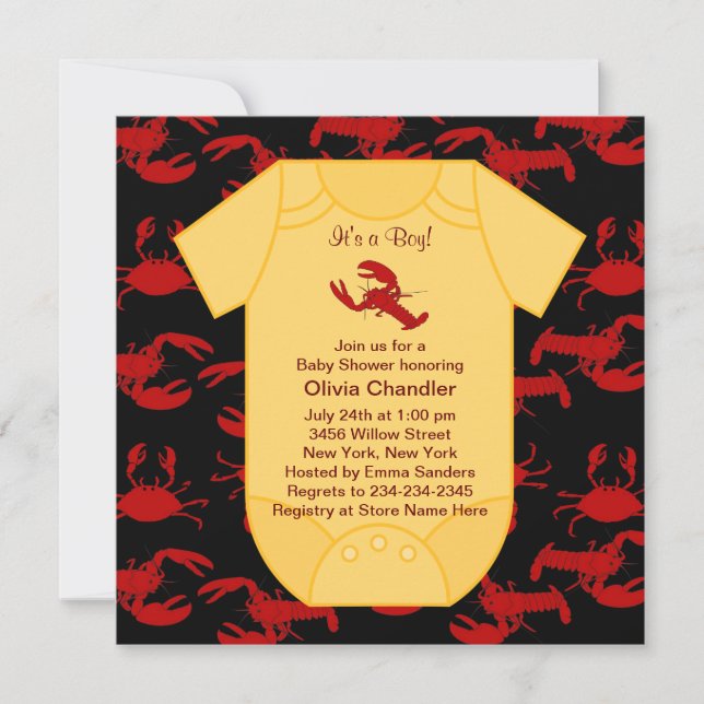Crawfish Hummer Boy Baby Shower Einladungen (Vorderseite)