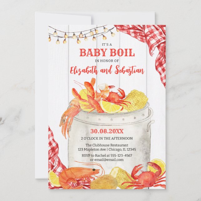 Crawfish Seafood Boil Baby Shower Invitation Einladung (Vorderseite)