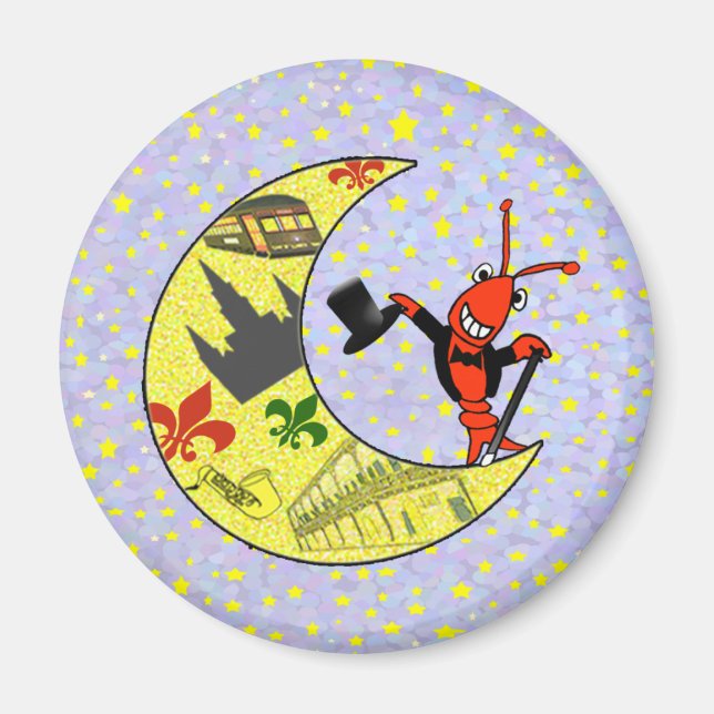 Crawfish Top Hat Crescent Moon Magnet (Vorne)