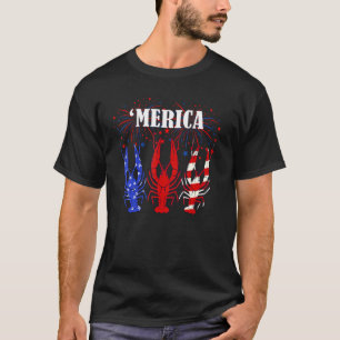 Crawfish Usbekische Flagge Merica Red White Crayfi T-Shirt