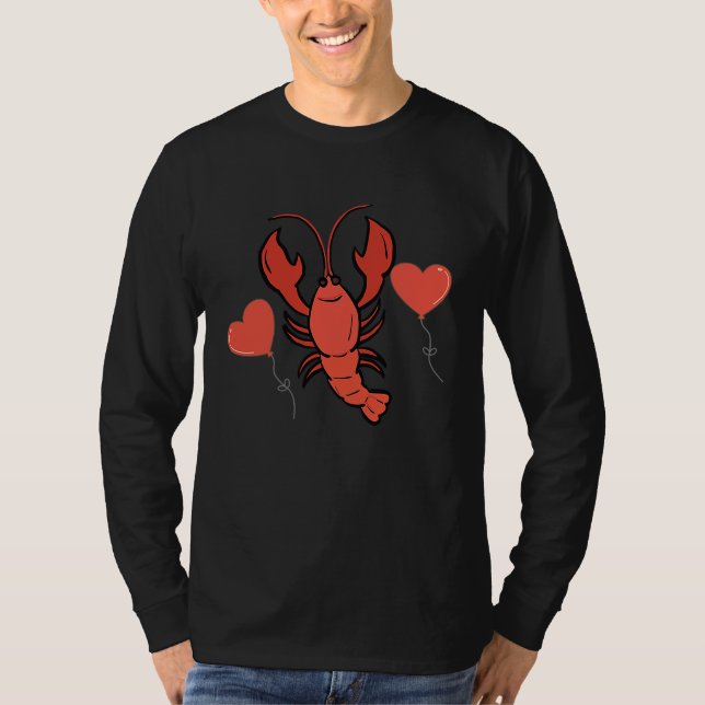 Crawfish With Heart Balloon Valentines Day Love Bo T-Shirt (Vorderseite)