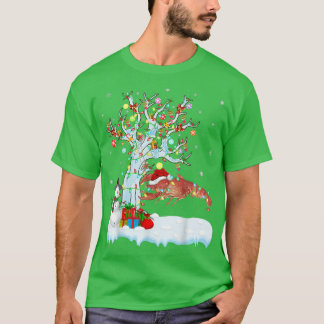 Crawfish Xmas Tree Lighting Weihnachtsmannmütze Cr T-Shirt