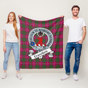 Crawford Clan Abzeichen Tartan Kariert Fleecedecke