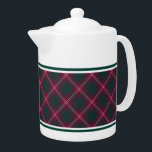 Crawford Clan Tartan Maroon Kariert<br><div class="desc">Teekanne mit dem Tartan-Muster der Crawford-Familie. Traditionell Vintag schottisch kariert ab 1842 in Maron,  Grün und Weiß. Wählen Sie aus zwei Größen. Matching von Teacups und Tasse verfügbar.</div>