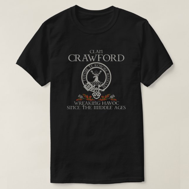 Crawford Clan Wappen Schottischer Nachname Tartan  T-Shirt (Design vorne)