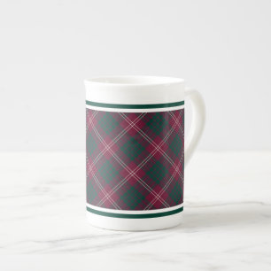 Crawford-Familien-Tartan Scharlachrot und Dunkelgr Prozellantasse