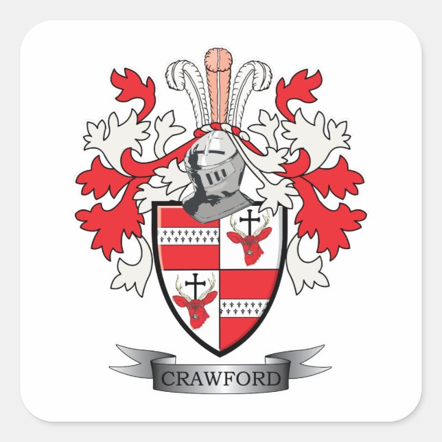 Crawford Familienwappen Coat of Arms Quadratischer Aufkleber (Vorderseite)