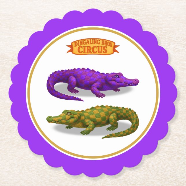 Crawford, gemaltes Zirkuskrokodil Untersetzer (Vorderseite)