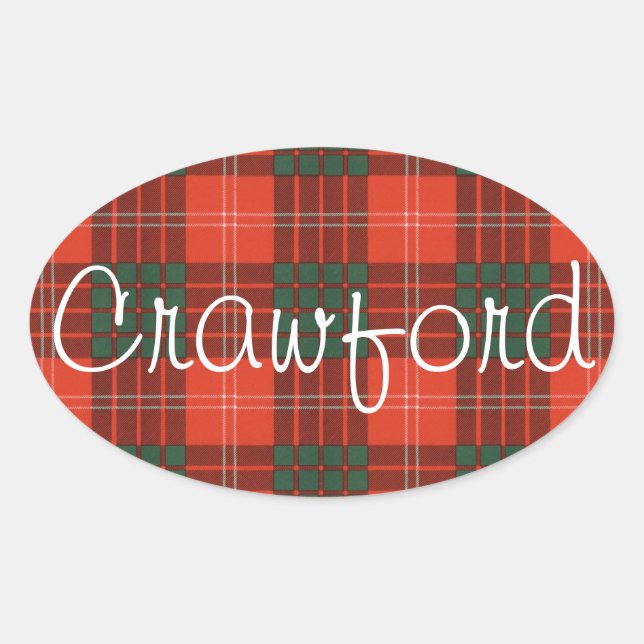 Crawford Scottish Clan tartan - Plaid Ovaler Aufkleber (Vorderseite)