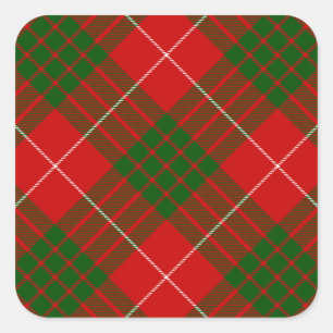 Crawford tartan rot kariert quadratischer aufkleber
