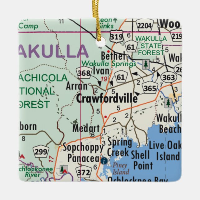 Crawfordville Florida Karte Keramikornament (Vorderseite)