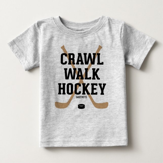 Crawl Walckey Hockey Niedlich Funny Säugling Baby Baby T-shirt (Vorderseite)