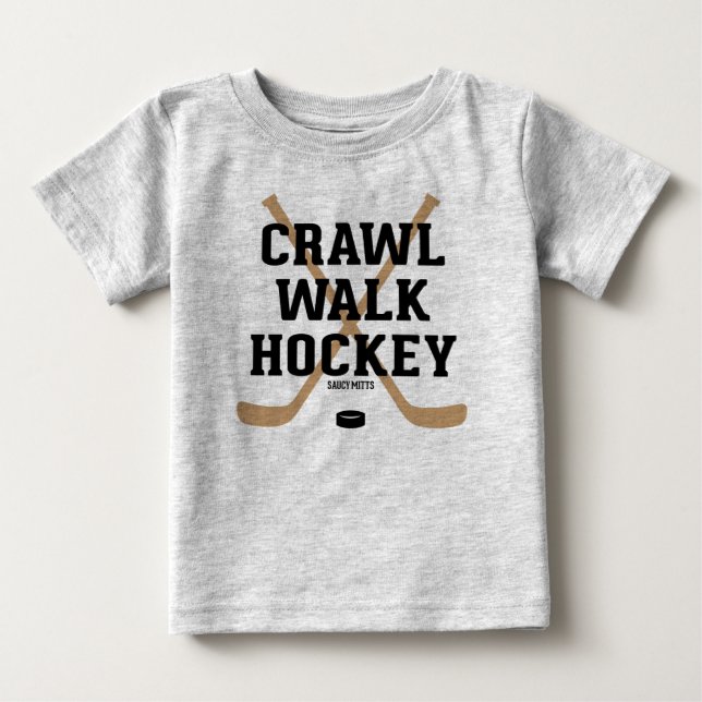 Crawl Walckey Hockey Niedlich Funny Säugling Baby T-shirt (Vorderseite)