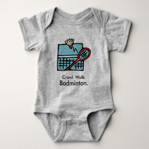 Crawl Walk Badminton Baby Bodysuit Strampler