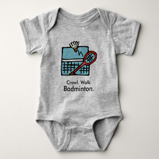 Crawl Walk Badminton Baby Bodysuit Strampler (Vorderseite)
