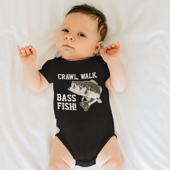 Crawl Walk Bass Fish Funny Baby Fishing Strampler (Von Creator hochgeladen)