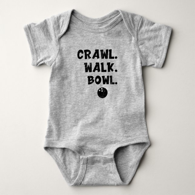 Crawl Walk Bowl, Bowling Baby kleiner Bowling Budd Strampler (Vorderseite)