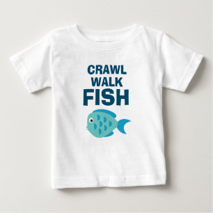 Crawl Walk Fisch lustiges Angeln zum Shirt für Bab