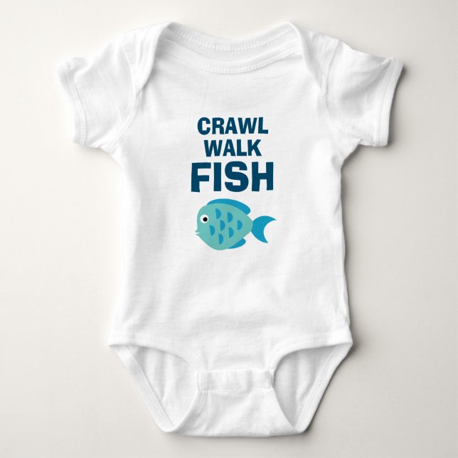 Crawl Walk Fish lustiger Baby Bodysuit Strampler (Vorderseite)