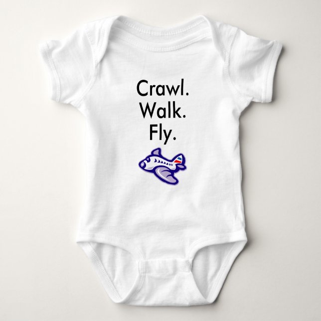 Crawl Walk Fly Airplane Baby Bodysuit Strampler (Vorderseite)