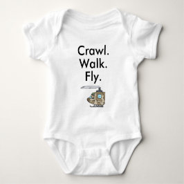 Crawl Walk Fly Military Army Pilot Baby Bodysuit Strampler