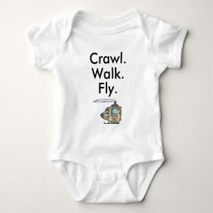 Crawl Walk Fly Military Army Pilot Baby Bodysuit Strampler