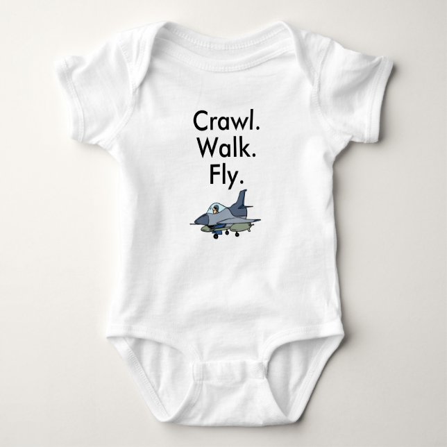 Crawl Walk Fly Military Fighter Jet Baby Bodysuit Baby Strampler (Vorderseite)
