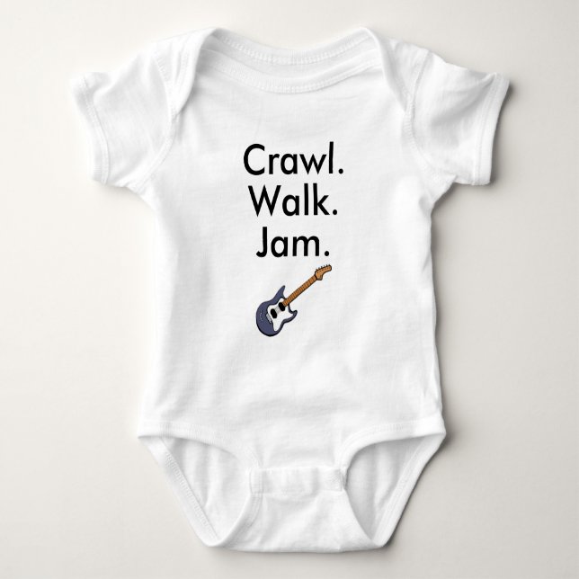 Crawl Walk Jam Guitar Baby Bodysuit Strampler (Vorderseite)
