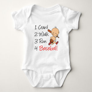 Crawl Walk Lauf Baseball Baby Strampler