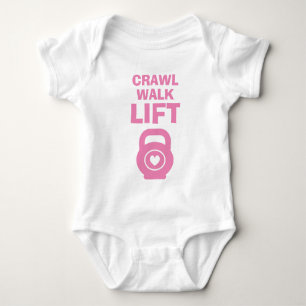 CRAWL WALK LIFT süßes rosa Kettlebell-Babyleibchen Baby Strampler