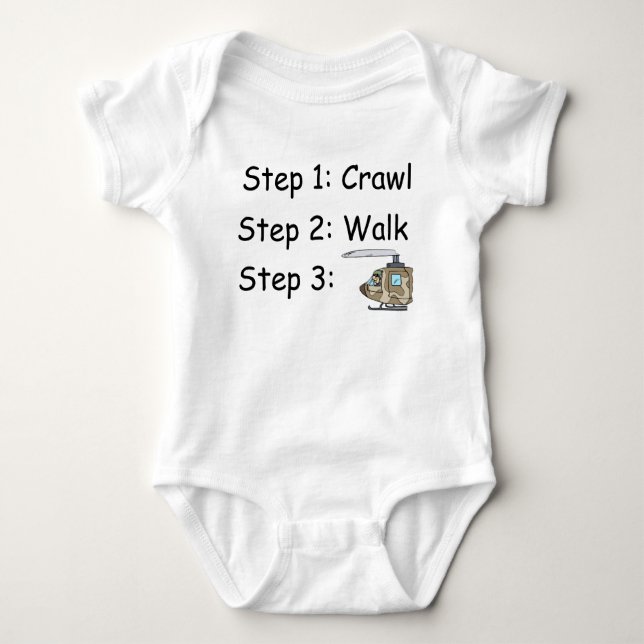 Crawl Walk Militärhubschrauber Pilot Baby Bodysuit Baby Strampler (Vorderseite)