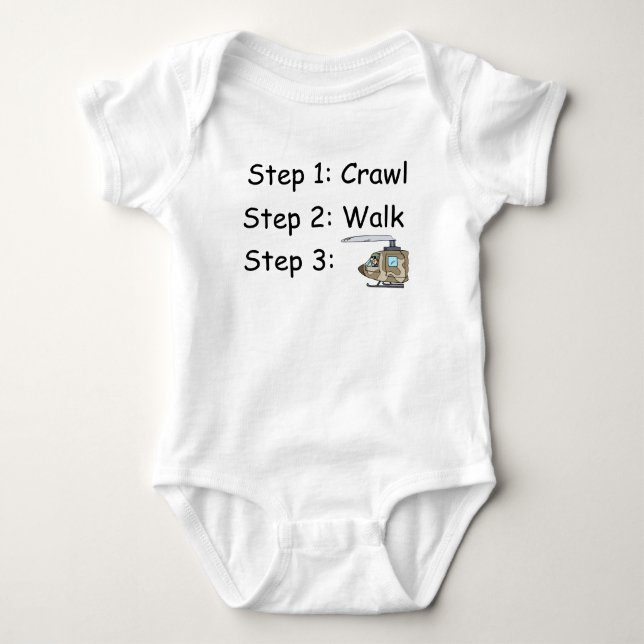 Crawl Walk Militärhubschrauber Pilot Baby Bodysuit Strampler (Vorderseite)