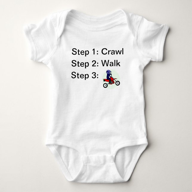 Crawl Walk Motocross Rider Baby Bodysuit Strampler (Vorderseite)