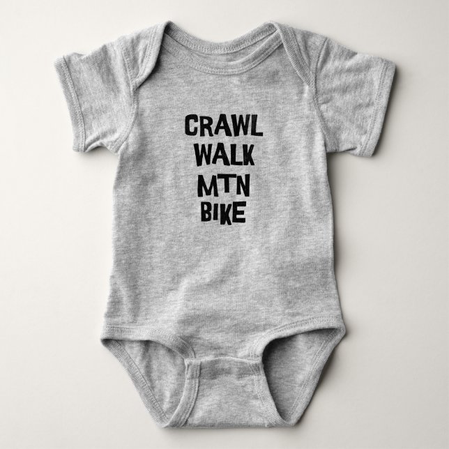 Crawl Walk Mountainbike Funny Baby Strampler (Vorderseite)