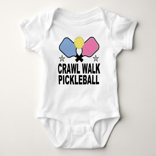 Crawl Walk Pickleball Baby Strampler (Vorderseite)