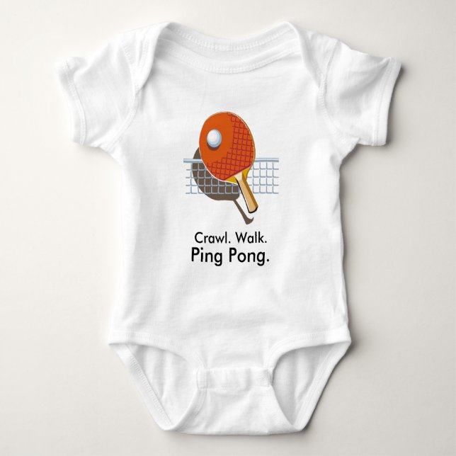 Crawl Walk Ping Pong Tischtennis Baby Bodysuit Strampler (Vorderseite)