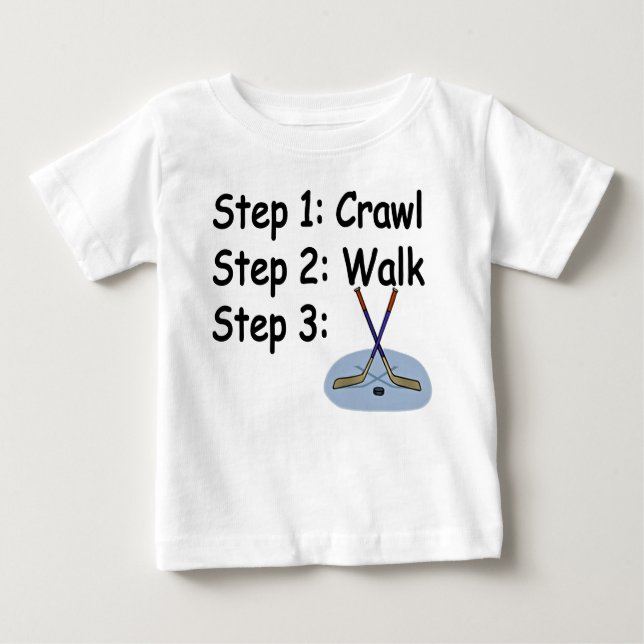 Crawl, Walk, Play Hockey Baby T - Shirt (Vorderseite)