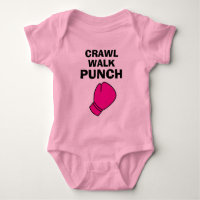 Crawl Walk Punch rosa Boxhandschuh Babybodysuit