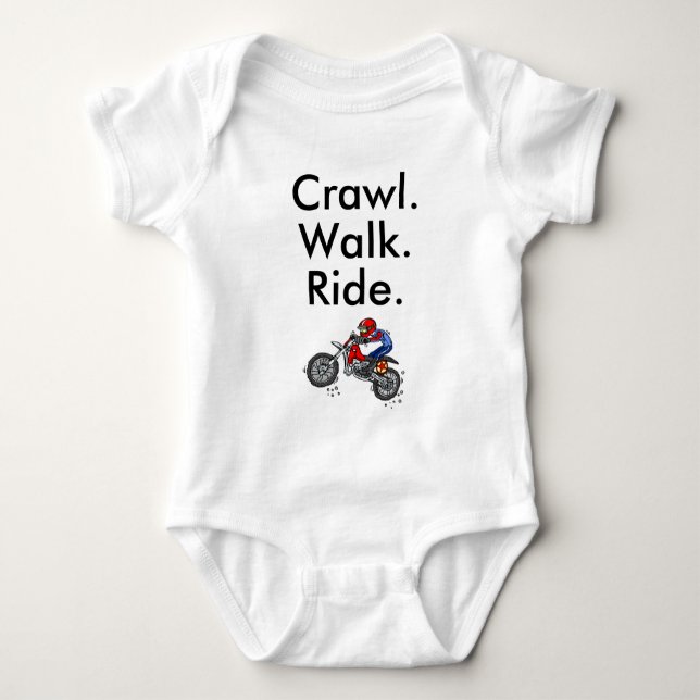 Crawl Walk Ride Motocross Baby Bodysuit Baby Strampler (Vorderseite)